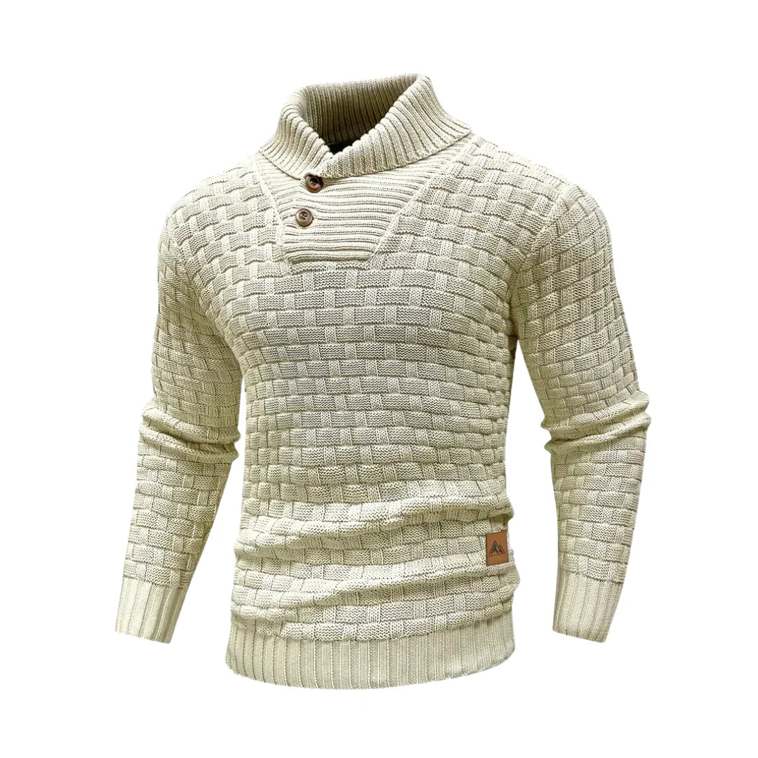 Malcolm – Textured Knit Button Collar Jumper
