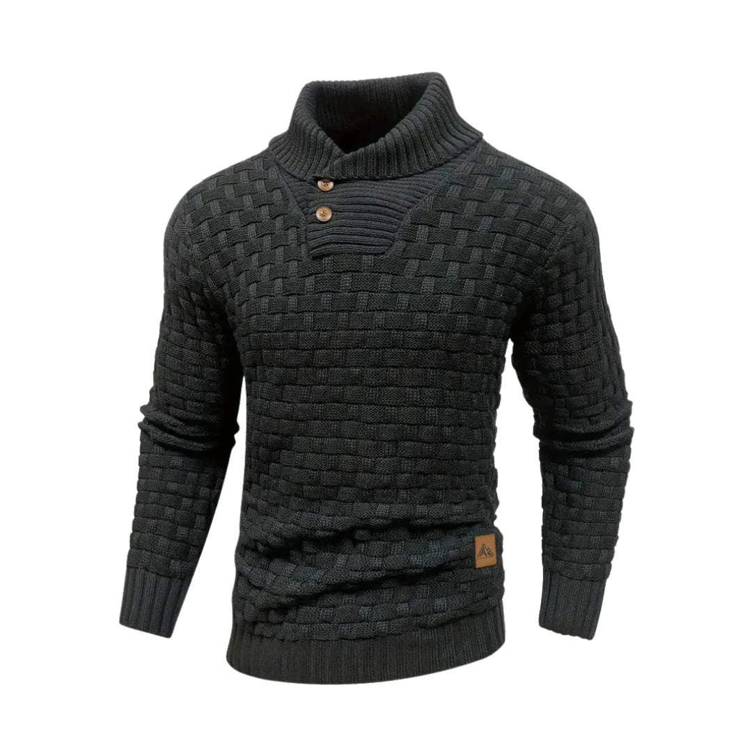Malcolm – Textured Knit Button Collar Jumper