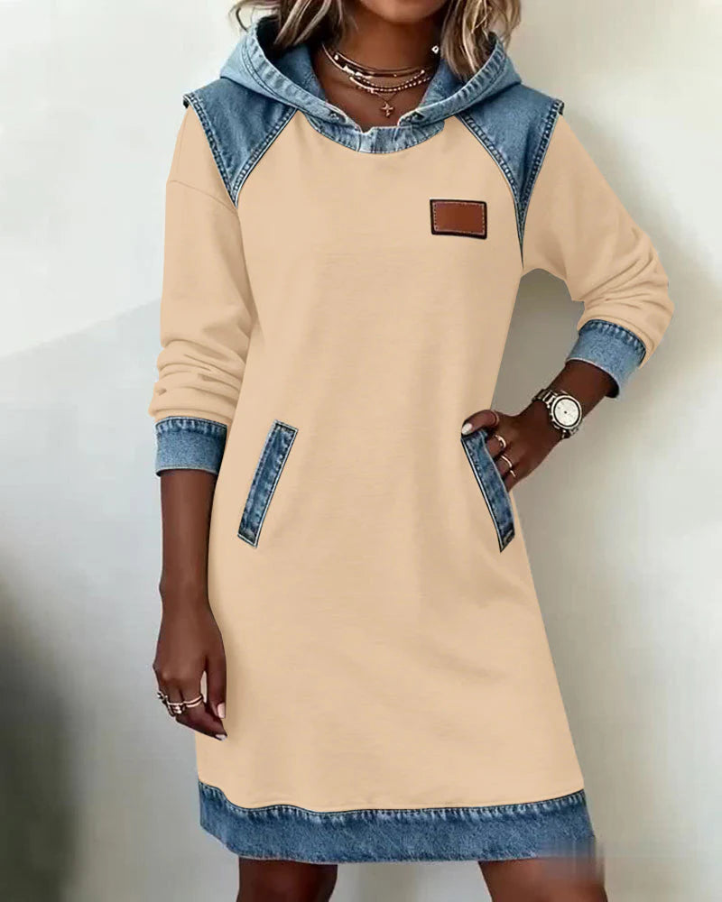 Lunariae - Casual dress with contrasting hood