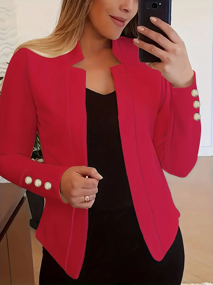 GEWI | GOLD-BUTTON OPEN BLAZER