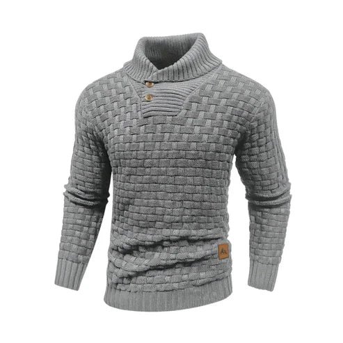 Malcolm – Textured Knit Button Collar Jumper
