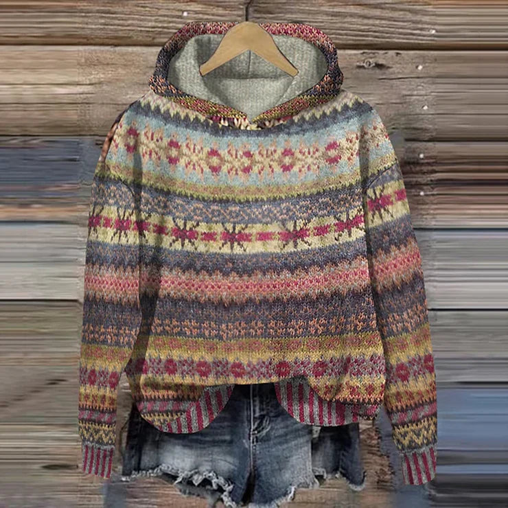 RAQUEL | PATTERNED KNIT HOODIE