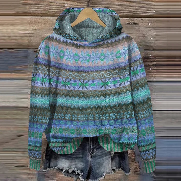 RAQUEL | PATTERNED KNIT HOODIE