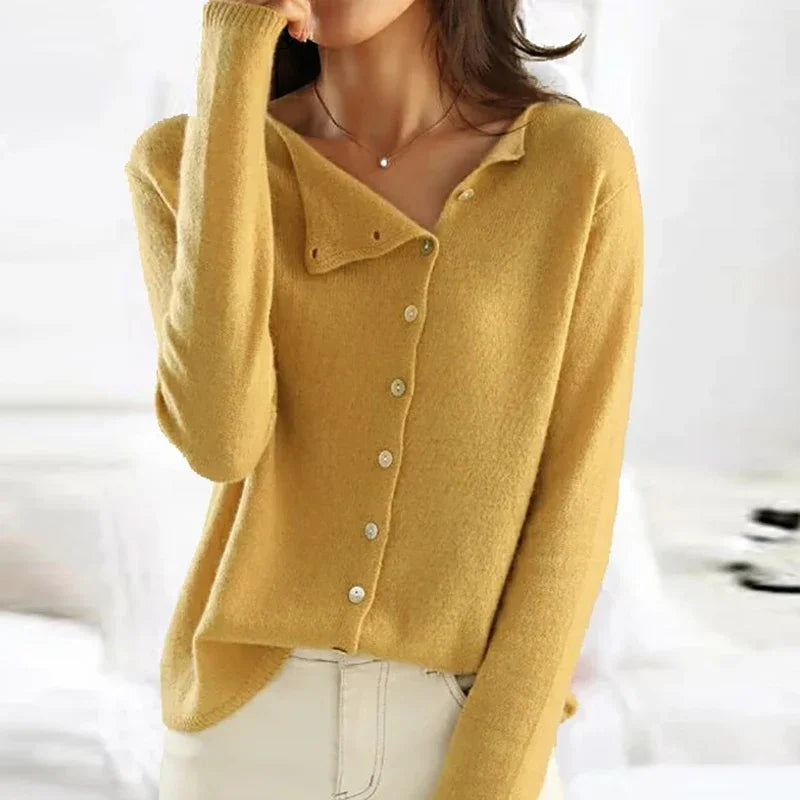 HALLIE | ASYMMETRICAL BUTTON SWEATER