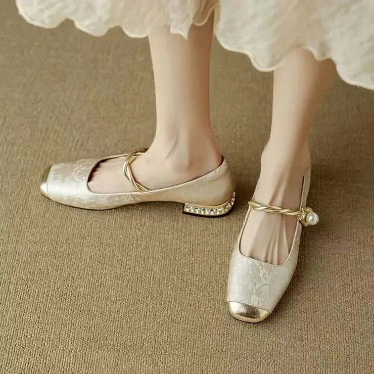 AVAIA | EMBELLISHED TOE-CAP LOW HEELS