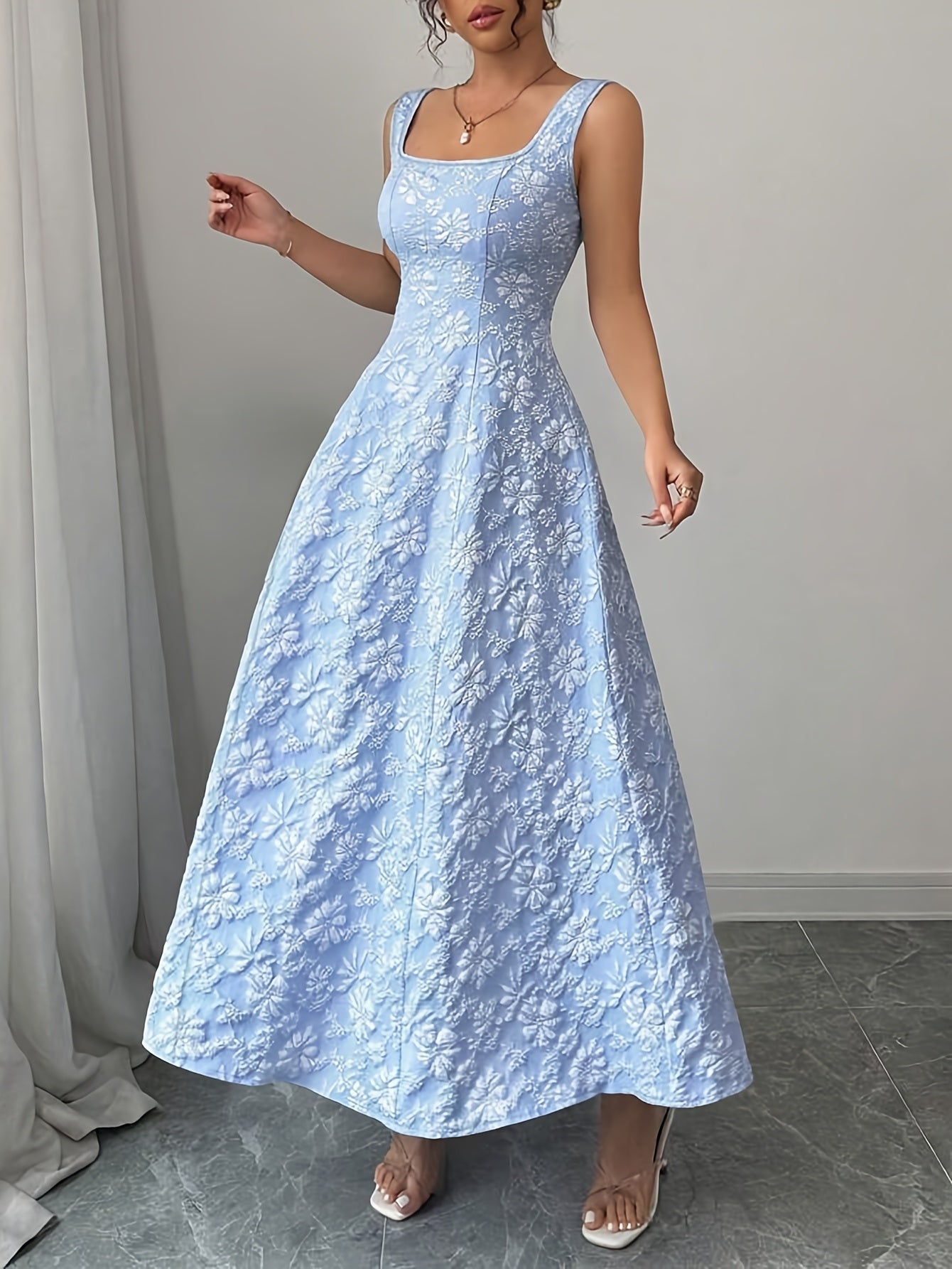 Lila – Floral Print Sleeveless Midi Dress