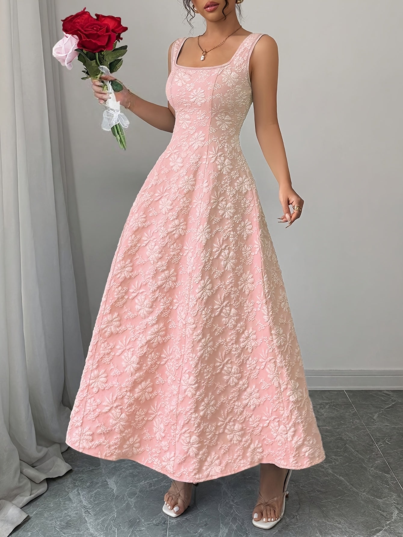 Lila – Floral Print Sleeveless Midi Dress