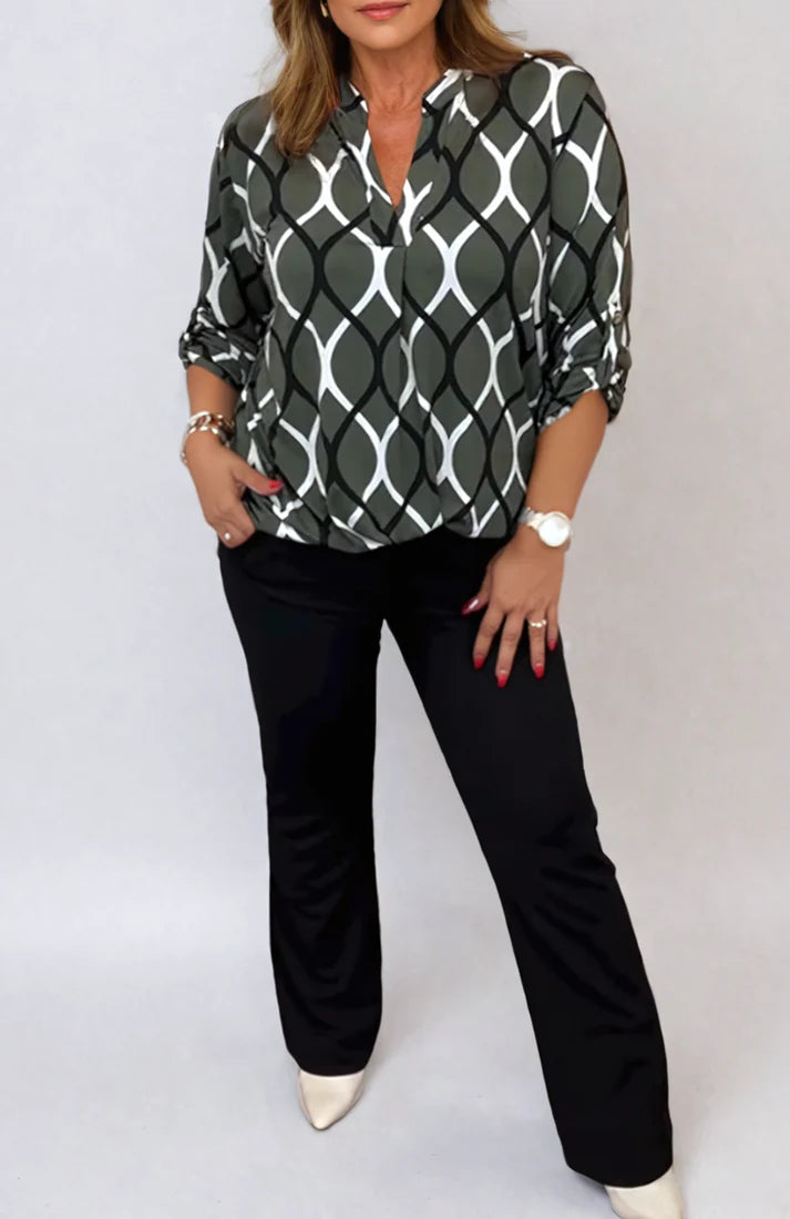 Florina™ - Casual Long Sleeve Blouse with Elegant Pattern