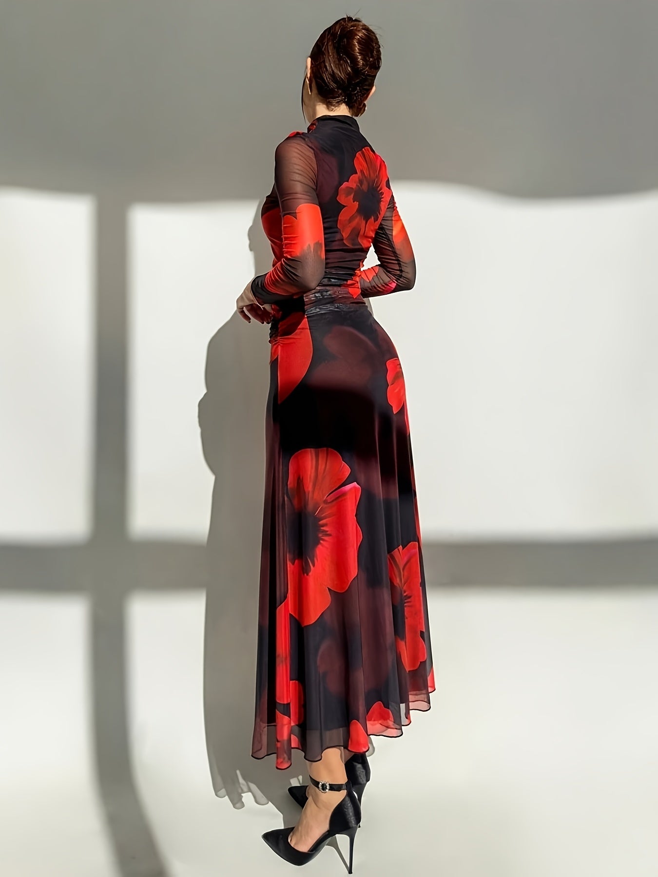 Ava - Floral Mesh Bodycon Dress