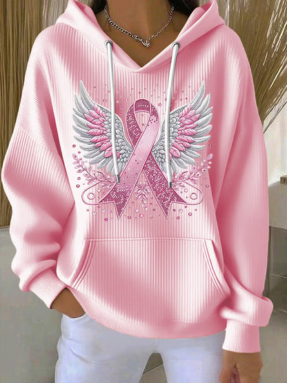 Vittorina – Casual Ribbon Wings Print Hoodie