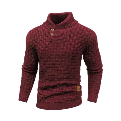 Malcolm – Textured Knit Button Collar Jumper