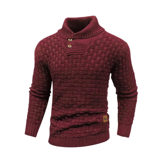 Malcolm – Textured Knit Button Collar Jumper