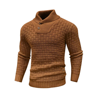 Malcolm – Textured Knit Button Collar Jumper