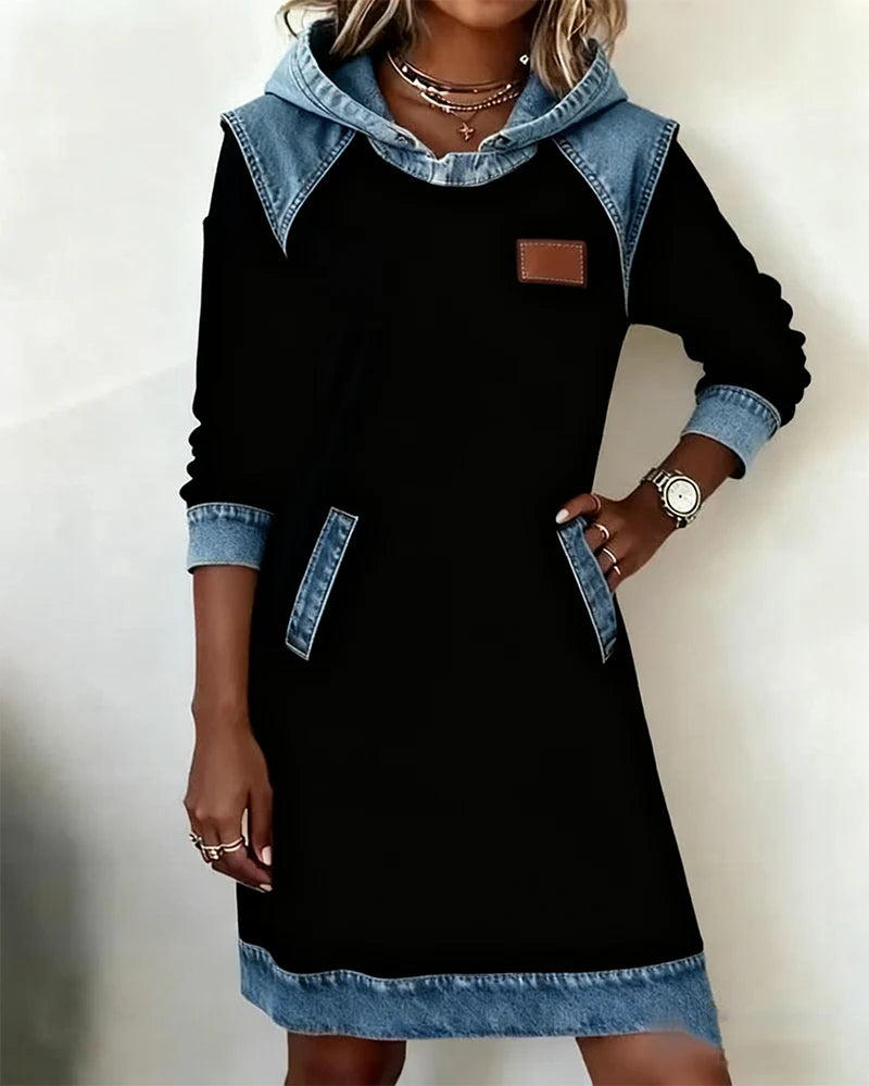 Lunariae - Casual dress with contrasting hood