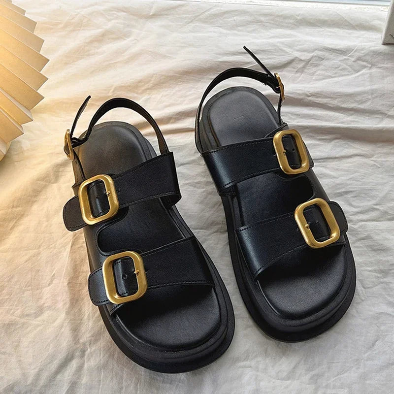 ROMEA | GOLD BUCKLE SLINGBACK SANDALS