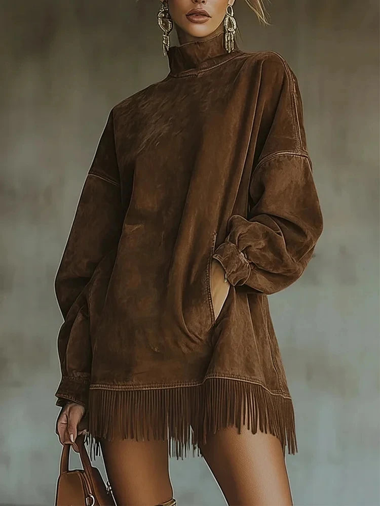 Lily - Fringed Sweatshirt Dress
