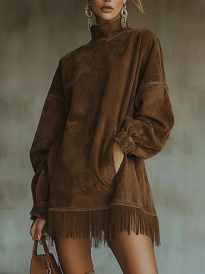 Lily - Fringed Sweatshirt Dress