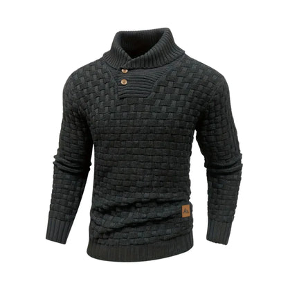 Malcolm – Textured Knit Button Collar Jumper