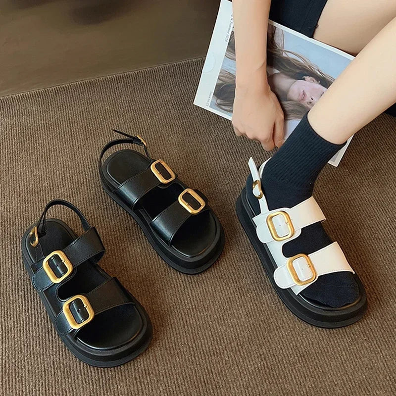 ROMEA | GOLD BUCKLE SLINGBACK SANDALS