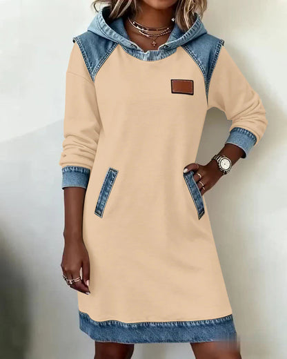 Lunariae - Casual dress with contrasting hood