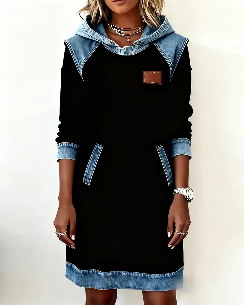 Lunariae - Casual dress with contrasting hood