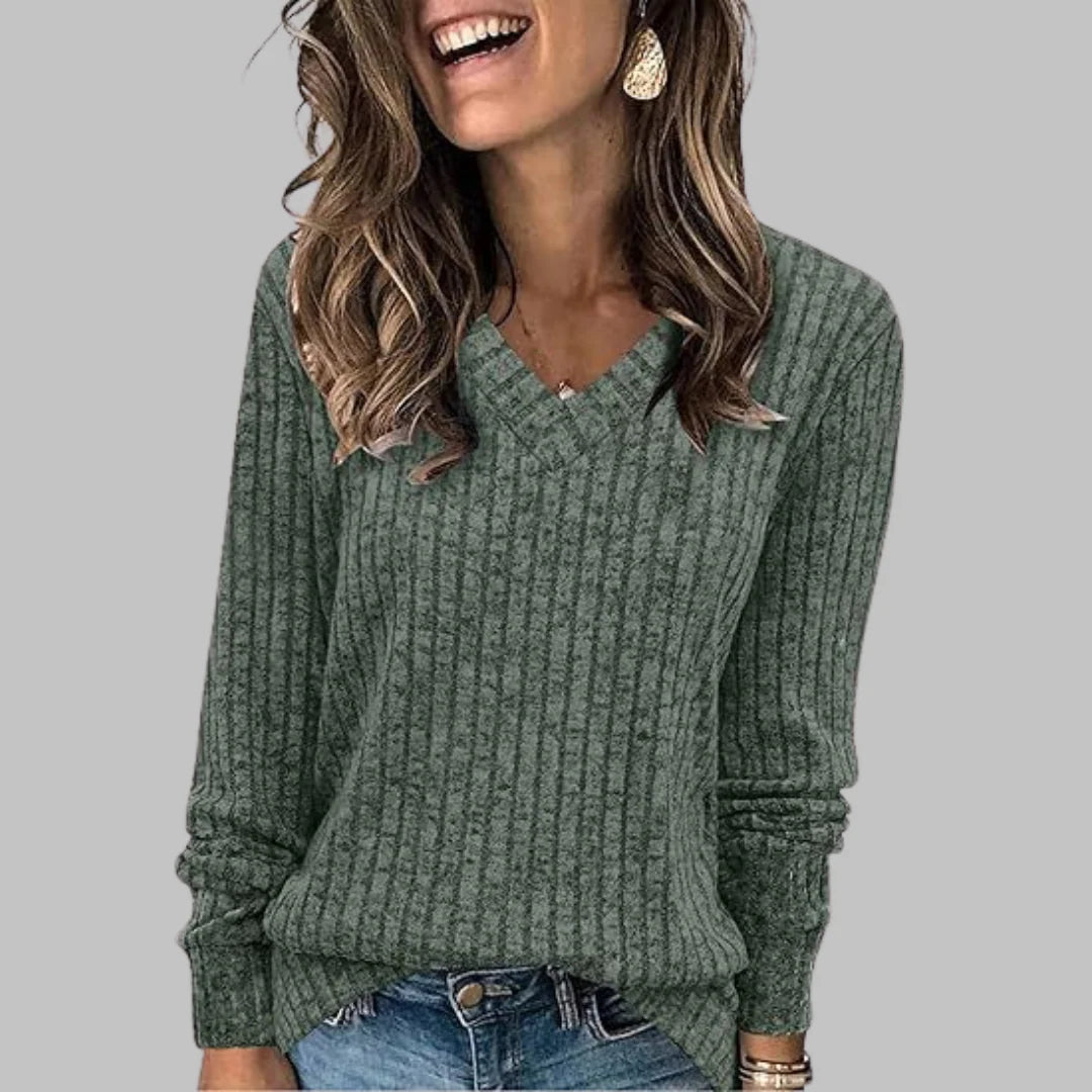 DERI™ - Comfy V-Neck Long Sleeve Top