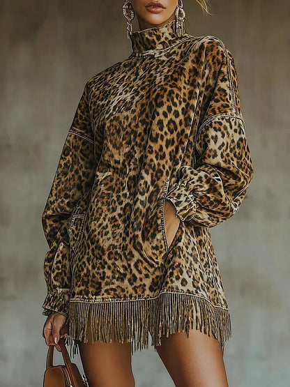 Lily - Fringed Sweatshirt Dress