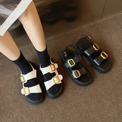 ROMEA | GOLD BUCKLE SLINGBACK SANDALS