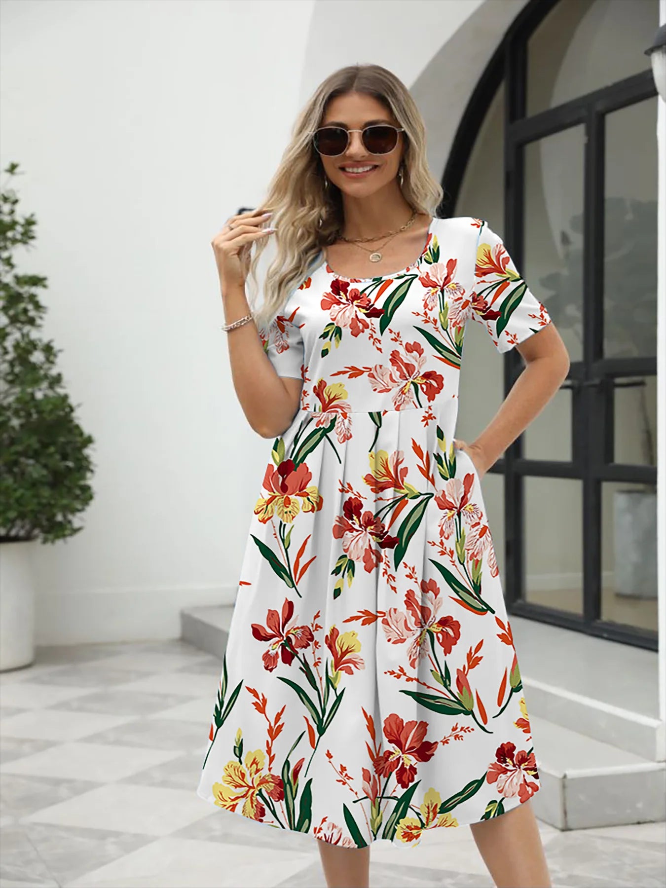 Scarlett - Elegant Floral Print Wrap Dress