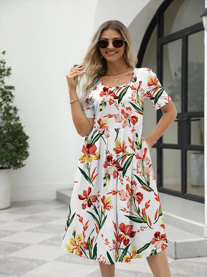 Scarlett - Elegant Floral Print Wrap Dress