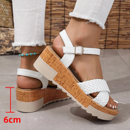 DREVINA | WOVEN CORK PLATFORM SANDALS