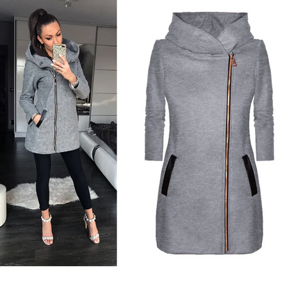 Zara Asymmetric Zip Hooded Coat