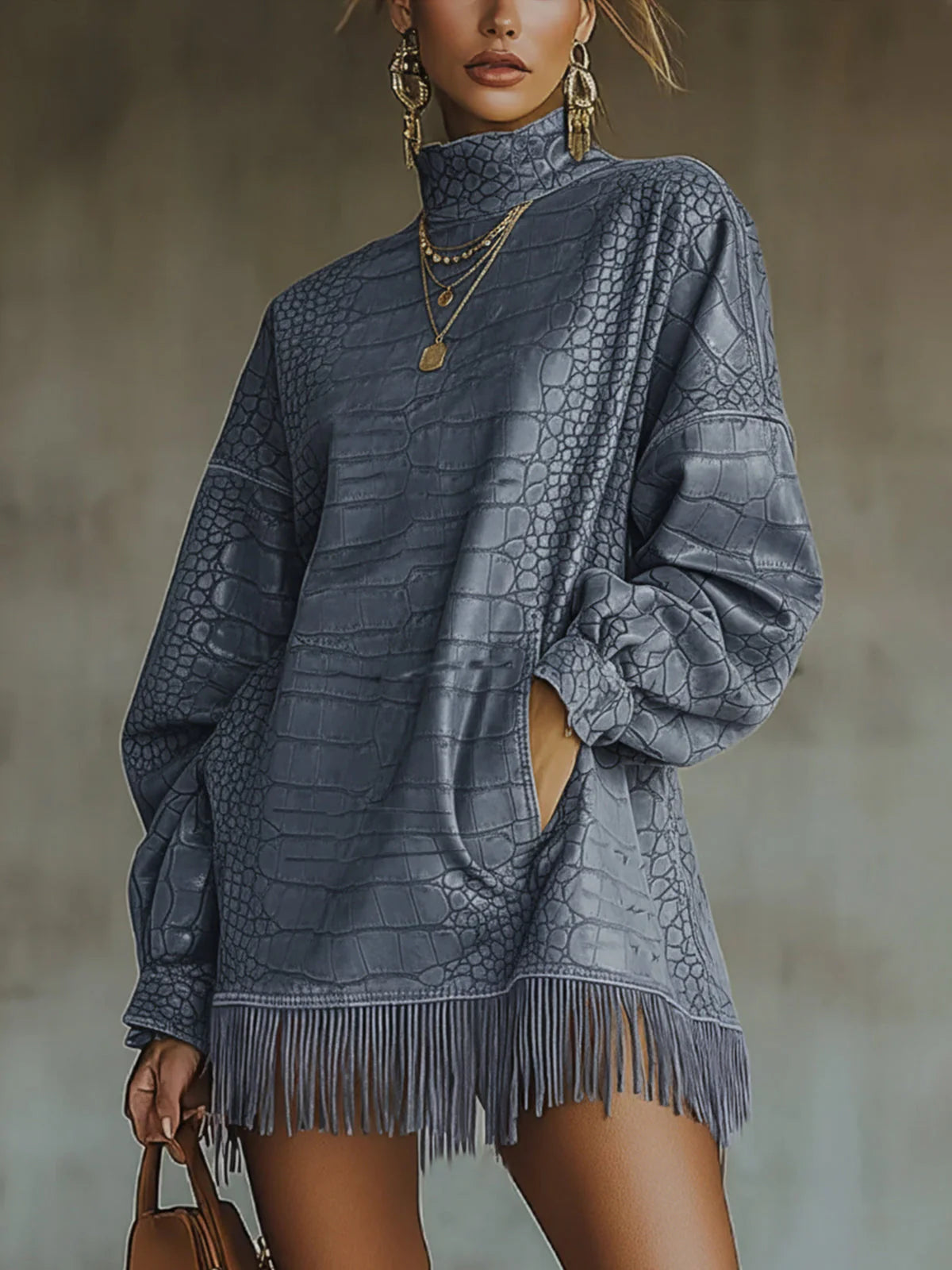 Lily - Fringed Sweatshirt Dress