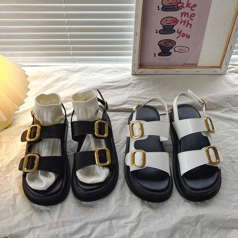ROMEA | GOLD BUCKLE SLINGBACK SANDALS