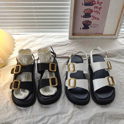 ROMEA | GOLD BUCKLE SLINGBACK SANDALS