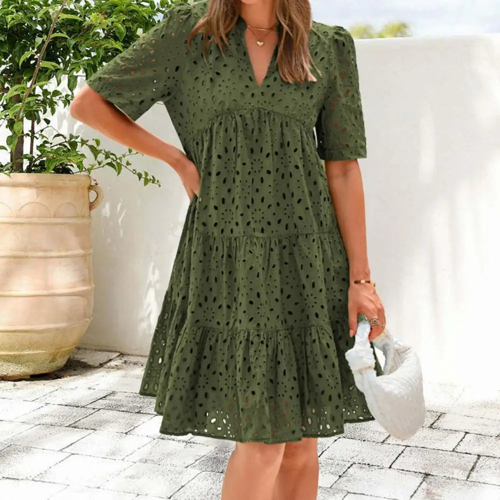 RICA™ - Chic Lace Ruffle Summer Dress