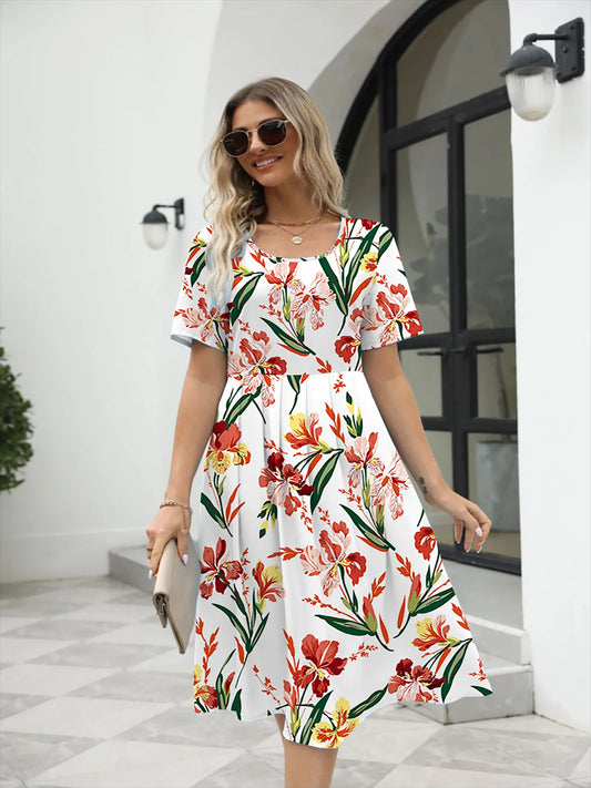 Scarlett - Elegant Floral Print Wrap Dress