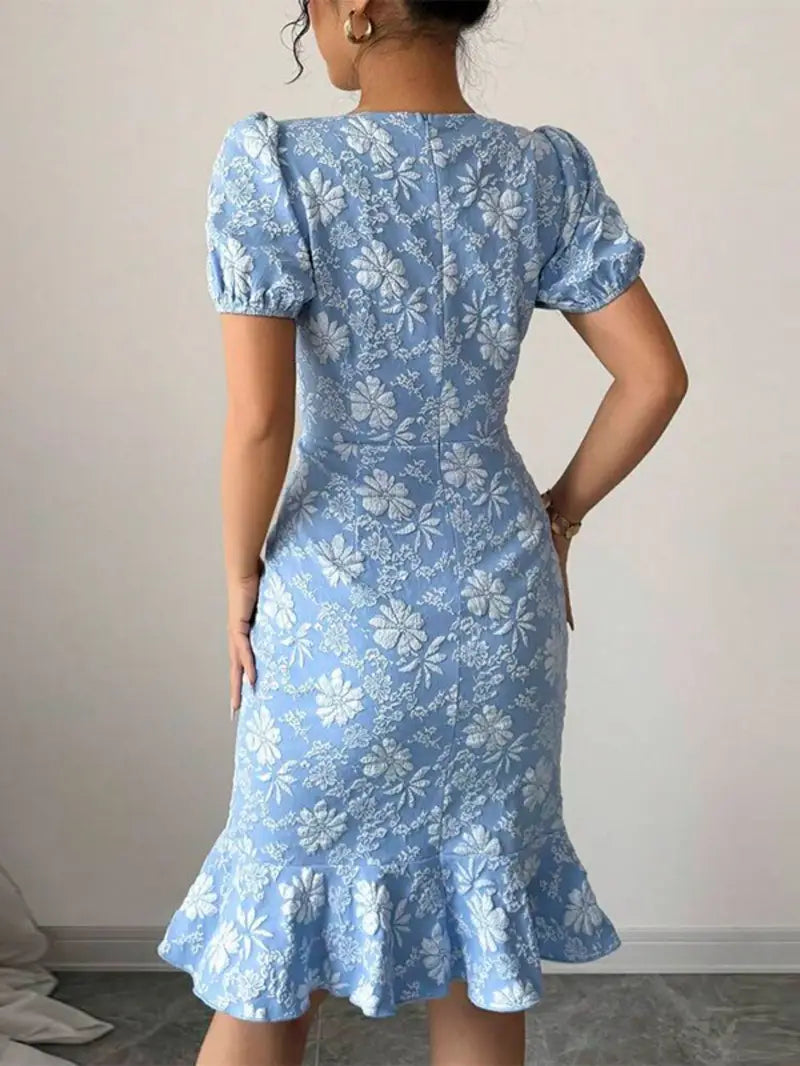 Aria – Floral Embossed Midi Dress