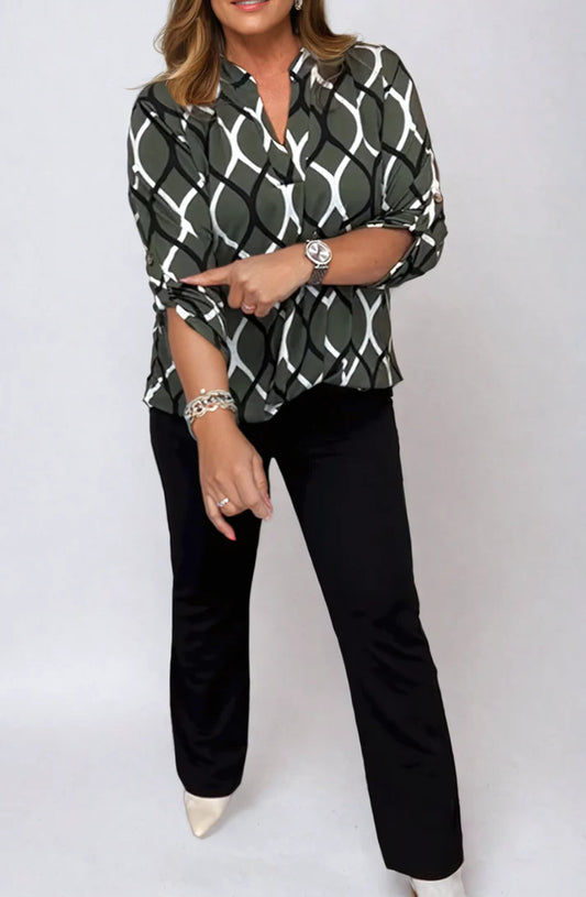 Florina™ - Casual Long Sleeve Blouse with Elegant Pattern