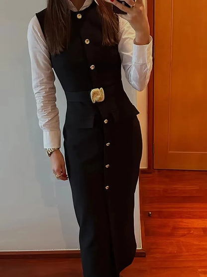Sophia - Sleeveless Office Midi Dress