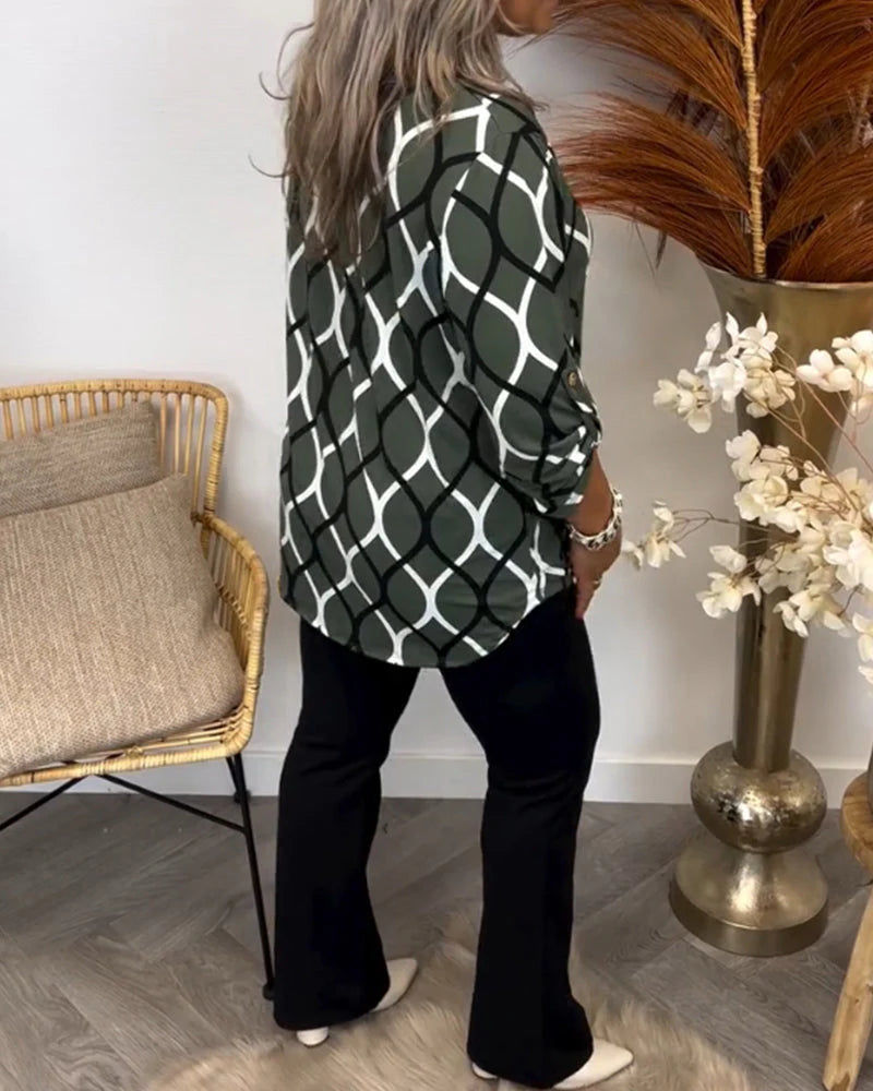 Florina™ - Casual Long Sleeve Blouse with Elegant Pattern