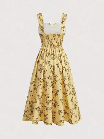 Lila – Floral Ruché Midi Dress