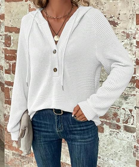 Mila Textured Button Hoodie