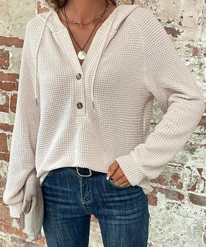 Mila Textured Button Hoodie