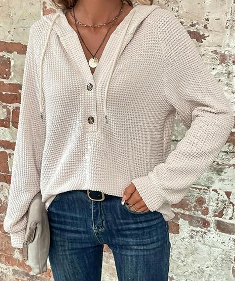 Mila Textured Button Hoodie