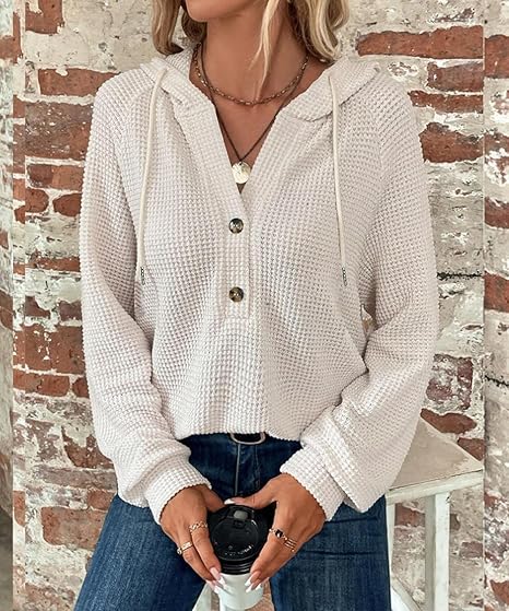 Mila Textured Button Hoodie