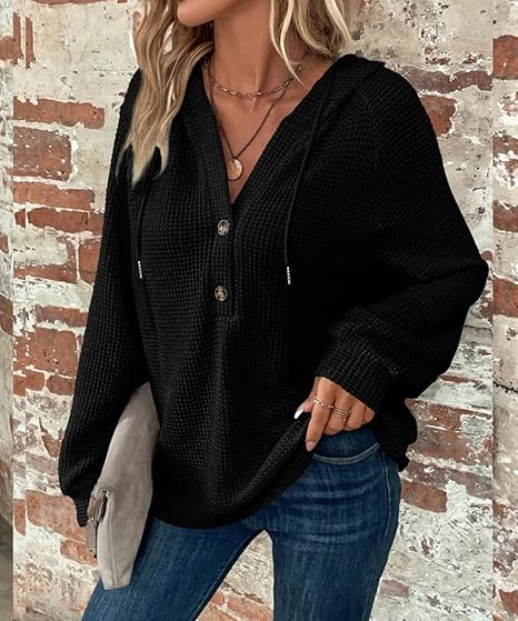 Mila Textured Button Hoodie