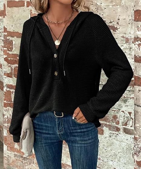 Mila Textured Button Hoodie
