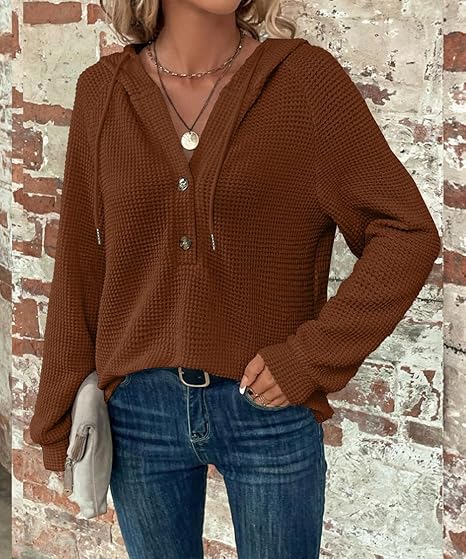 Mila Textured Button Hoodie