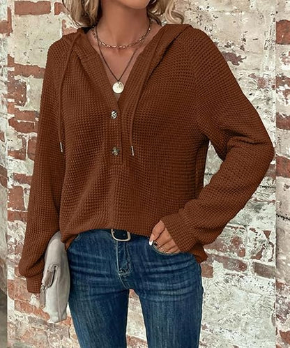 Mila Textured Button Hoodie